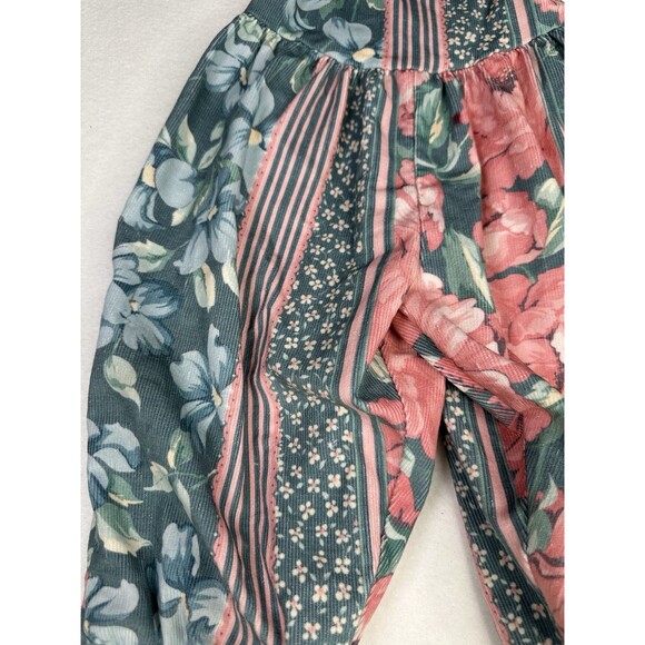Chocolate Soup Vtg Girls 2t Floral Bubble Romper Teal Pink - Picture 3 of 11